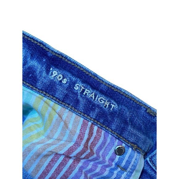 American Eagle Womens 90s‎ Straight Distressed Ripped Jeans Sz 10S - Picture 4 of 9